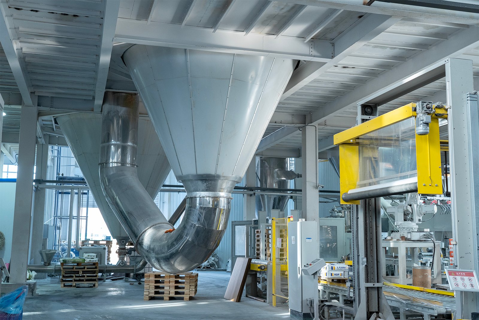 Modern concrete construction facility showcasing advanced manufacturing technology